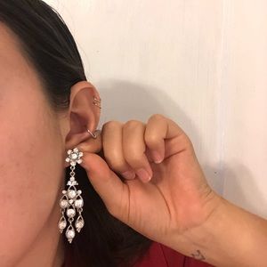 Silver rhinestone statement earrings